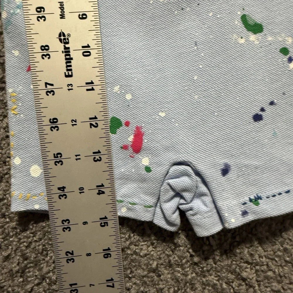 Ralph Lauren Polo Romper Baby Boy Size 3 Months Blue Paint Splatter Preppy NWT